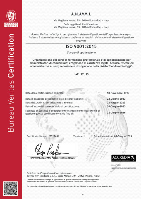 CERTIFICAZIONE ISO 9001 2015